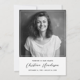 Modern Elegant Bereavement Sympathy Funeral Photo Tack Kort
