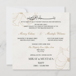Modern Elegant Bismillah Islamic Muslim Bröllop Inbjudningar