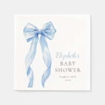 Modern Elegant Blå Båge Pojke Baby Shower