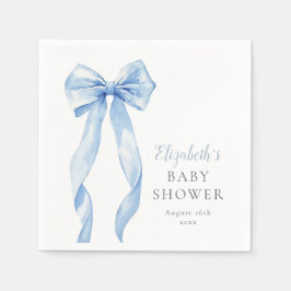 Modern Elegant Blå Båge Pojke Baby Shower Pappersservett