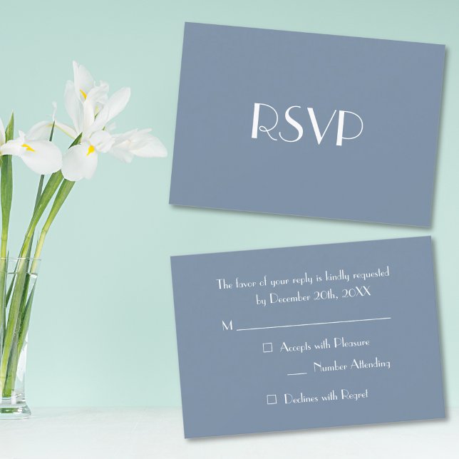 Modern Elegant Blå Festlig Svarsinbjudan Kort (Modern Elegant Blue Party RSVP Invitation Card)