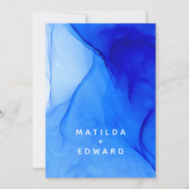 modern elegant blå och vit bröllop meddelande