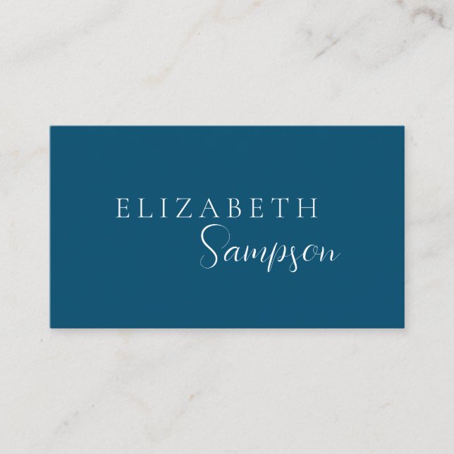 Modern Elegant - blå och vit Visitkort (Framsida)