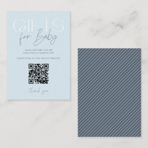 Modern Elegant Blå Presentar Baby Shower QR-kod Tilläggskort