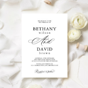 Modern Elegant Black and Calligraphy Bröllop Inbjudningar