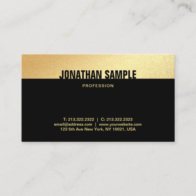 Modern Elegant Black and Guld Kreativ Template Visitkort (Framsida)