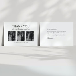 Modern Elegant Black and White 3.Photo Bröllop Tack Kort