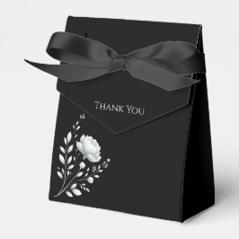 Modern Elegant Black and White Bröllop-Flowers Presentaskar