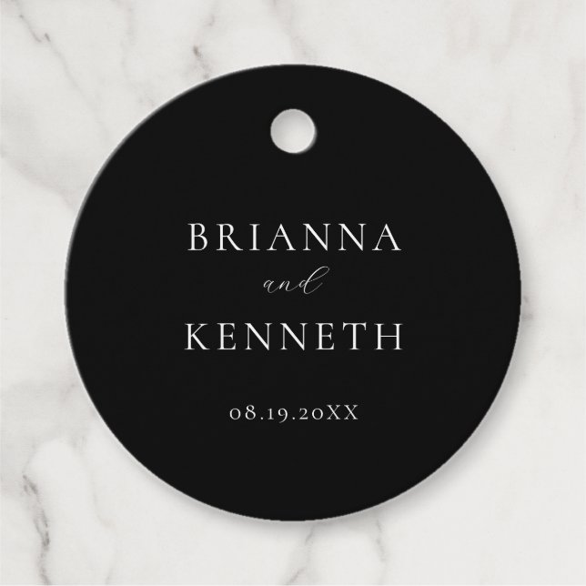 Modern Elegant Black and White Bröllop Gåvor Etiketter (Framsida)
