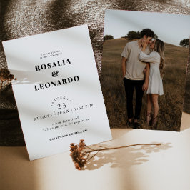 Modern Elegant Black and White bröllop Inbjudningar