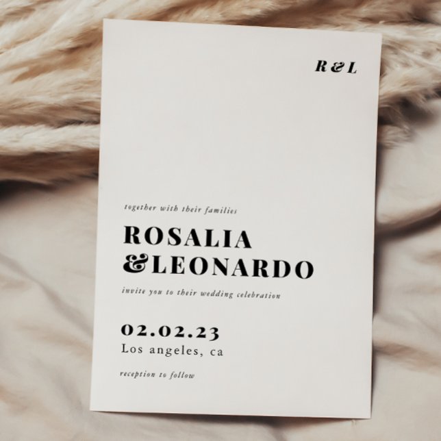 Modern Elegant Black and White bröllop Inbjudningar (Skapare uppladdad)