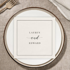 Modern Elegant Black and White Bröllop Pappersservett
