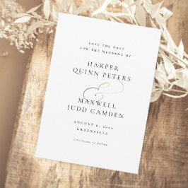 Modern Elegant Black and White Bröllop Spara Datumet