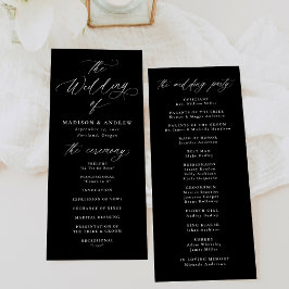 Modern Elegant Black and White Calligraphy Bröllop Program