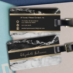 Modern Elegant Black and White Marble Guld Rand Bagagebricka<br><div class="desc">Resa i Stil med vår moderna Elegant Black and White Marble Guld Rand Luggage Tag! Med den här chicen och elegantens bagagemärke får du en något sofistikerad lösning på dina resor. Den här märkrn har trendiget svart och vit marmor struktur som bakgrund med en glamorös guld-folie och svart rand, och...</div>