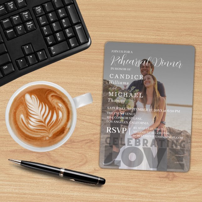 Modern Elegant Black and White Photo Bröllop Inbjudningar (Skapare uppladdad)