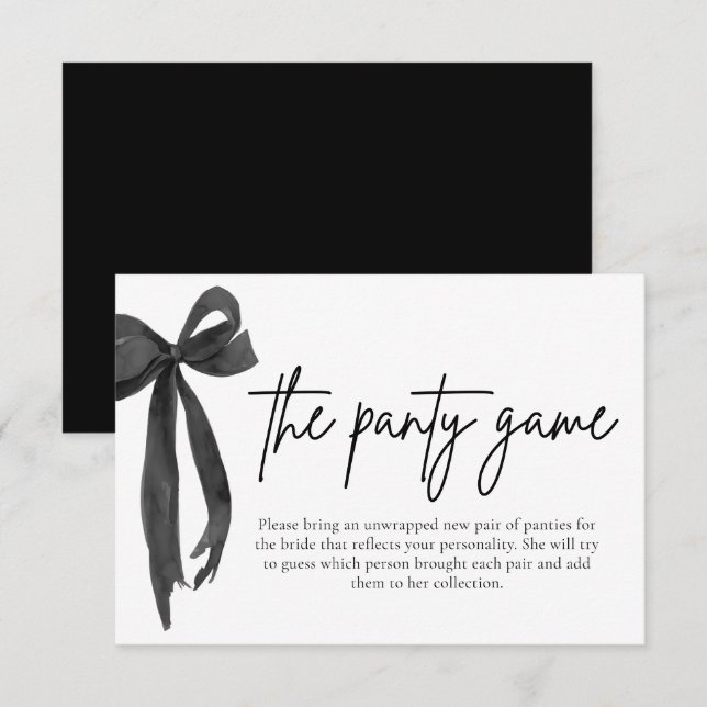 Modern Elegant Black Bow the Panty-spelkort Inbjudningar (Fram/baksida)