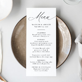 Modern Elegant Black Calligraphy Bröllop Meny