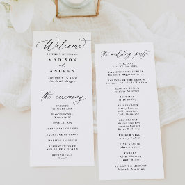 Modern Elegant Black Calligraphy Bröllop Program