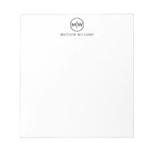 Modern Elegant Black Circle Two Monogram Initial