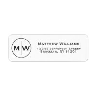 Modern Elegant Black Circle Two Monogram Initial