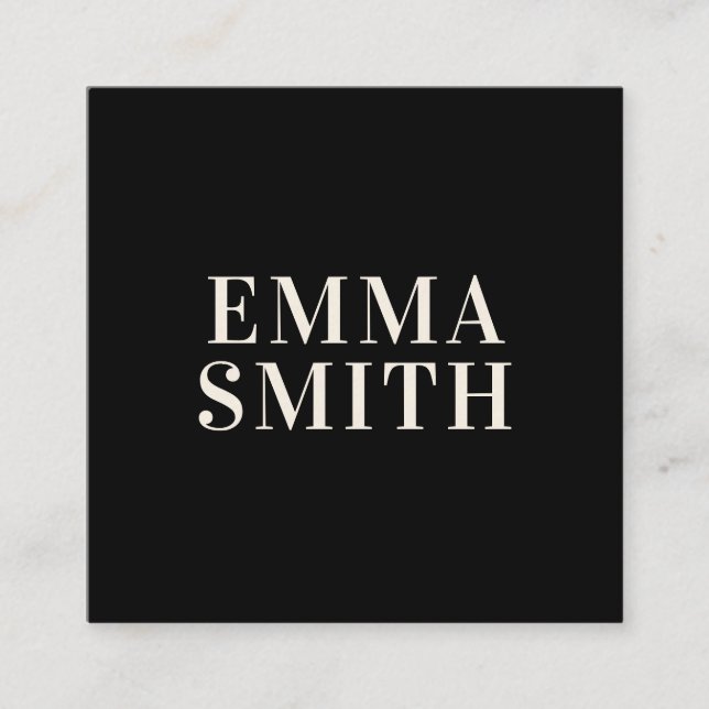 Modern Elegant Black Cream Professionell Square Bu Fyrkantigt Visitkort (Framsida)