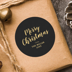 Modern Elegant Black God jul-familjen Runt Klistermärke