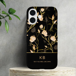 Modern Elegant Black Gold Floral Pattern