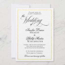 Modern Elegant Black Gold Foil Bröllop Inbjudningar