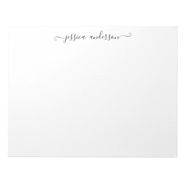 Modern Elegant Black Grått Feminine Girly Script Anteckningsblock (Framsida)