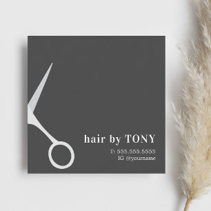 Modern Elegant Black Grått Hair Stylist Fyrkantigt Visitkort