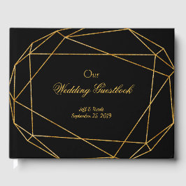 Modern Elegant Black & Guld Bröllop Gästböcker
