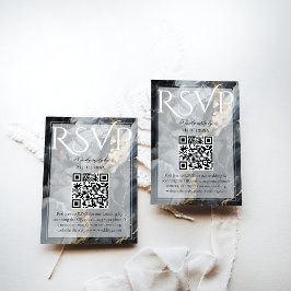 Modern Elegant Black & Guld Bröllop OSA Kort