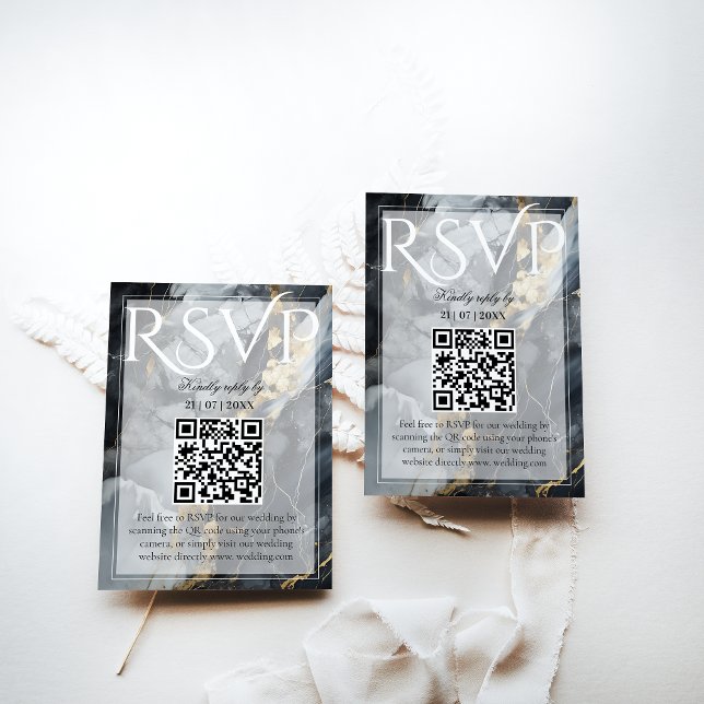 Modern Elegant Black & Guld Bröllop OSA Kort (Skapare uppladdad)