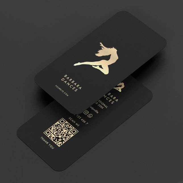 Modern Elegant Black Guld Choreograf Visitkort (Modern Dancer Elegant Black Gold Choreographer Business Card
)