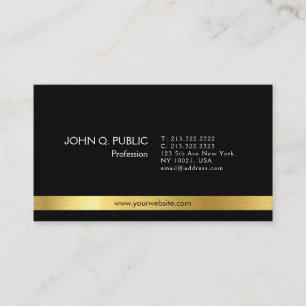 Modern Elegant Black Guld Clean Plain Visitkort