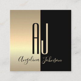 Modern Elegant Black Guld Fyrkantigt Visitkort