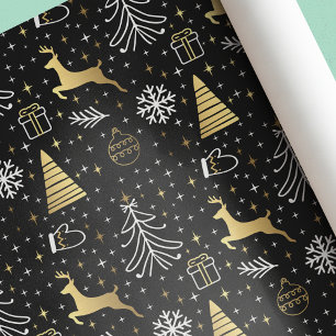 Modern Elegant Black Guld jul Presentpapper