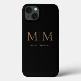 Modern Elegant Black Guld Monogram Initialer Namn
