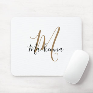 Modern Elegant Black Guld Monogram Script Girly Mo Musmatta