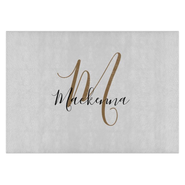Modern Elegant Black Guld Monogram Script Namn (Framsidan)