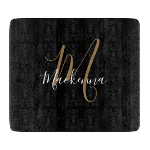 Modern Elegant Black Guld Monogram Script Namn