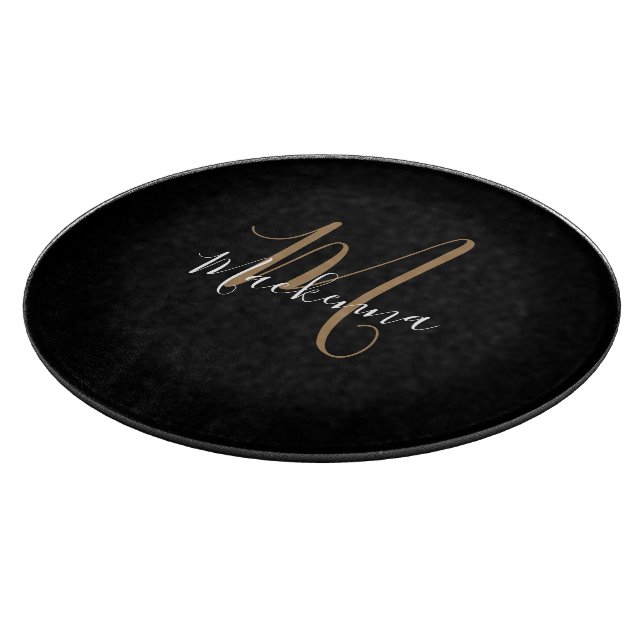 Modern Elegant Black Guld Monogram Script Namn (Hörn)