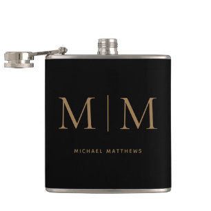 Modern Elegant Black Guld Monogrammed Initial Namn Fickplunta