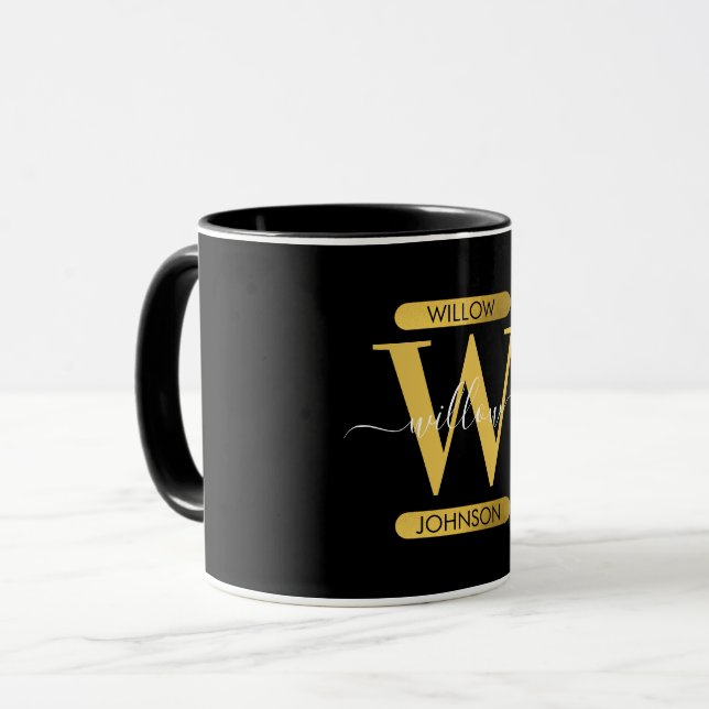 Modern elegant Black & Guld Mugg (Framsida vänster)