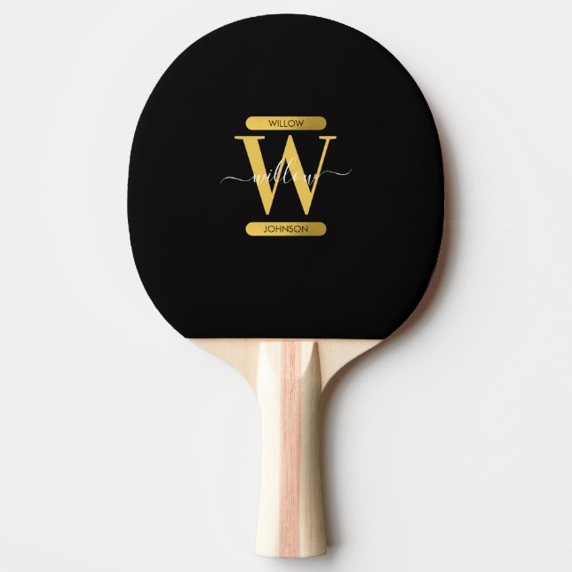 Modern elegant Black & Guld Pingisracket (Framsidan)