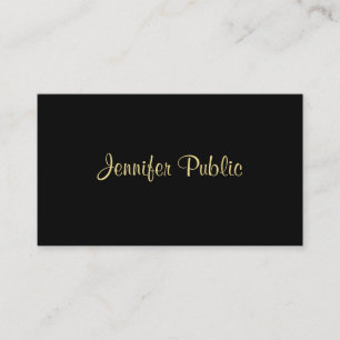 Modern Elegant Black Guld Plain Professionell Visitkort