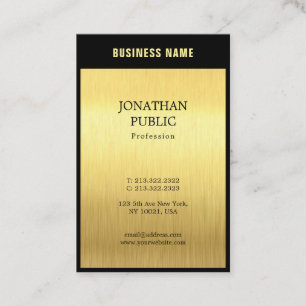 Modern Elegant Black Guld Professionell Plain Luxe Visitkort