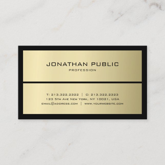 Modern Elegant Black & Guld-Professionell Visitkort (Framsida)