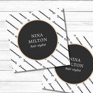 Modern Elegant Black Hair Stift Stylist Fyrkantigt Visitkort